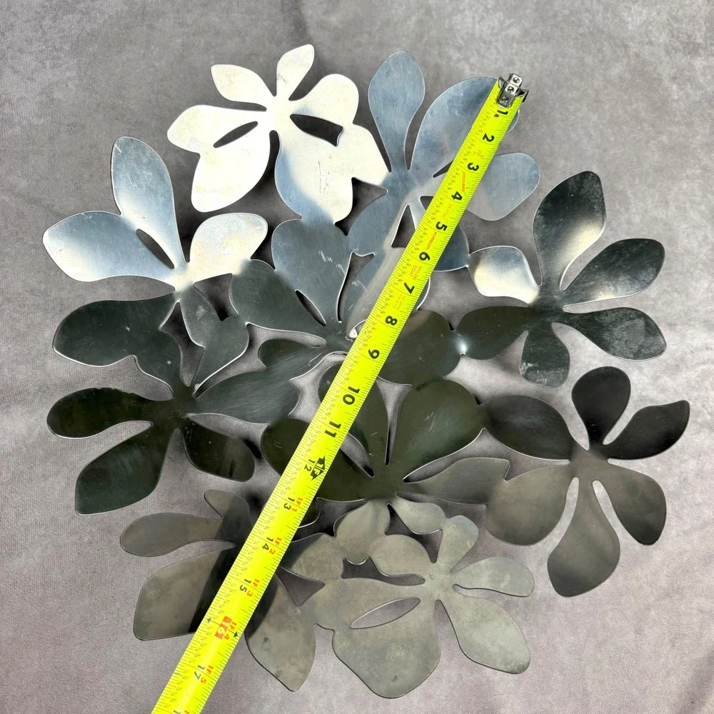 Ikea Stockholm Monika Mulder Bowl Centerpiece Stainless Steel Floral Leaf 17
